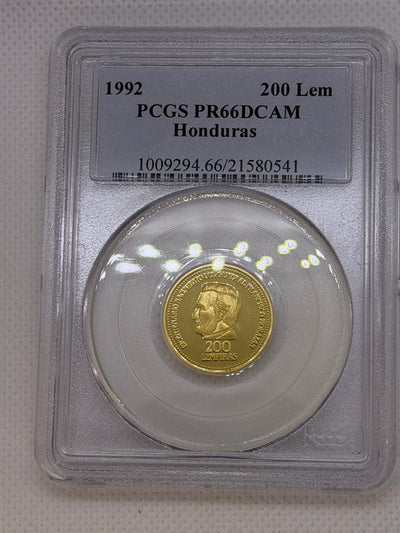 1992 Honduras 200 Lempiras Lem Gold Coin RARE – PCGS PR66DCAM | Deep Cameo Proof