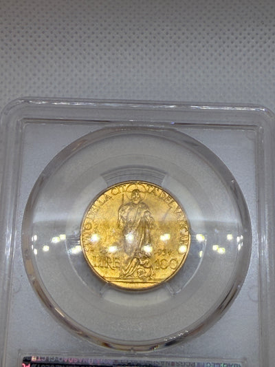 1933-34 Vatican 100 Lire Gold Coin – PCGS MS64 | Pope Pius XI