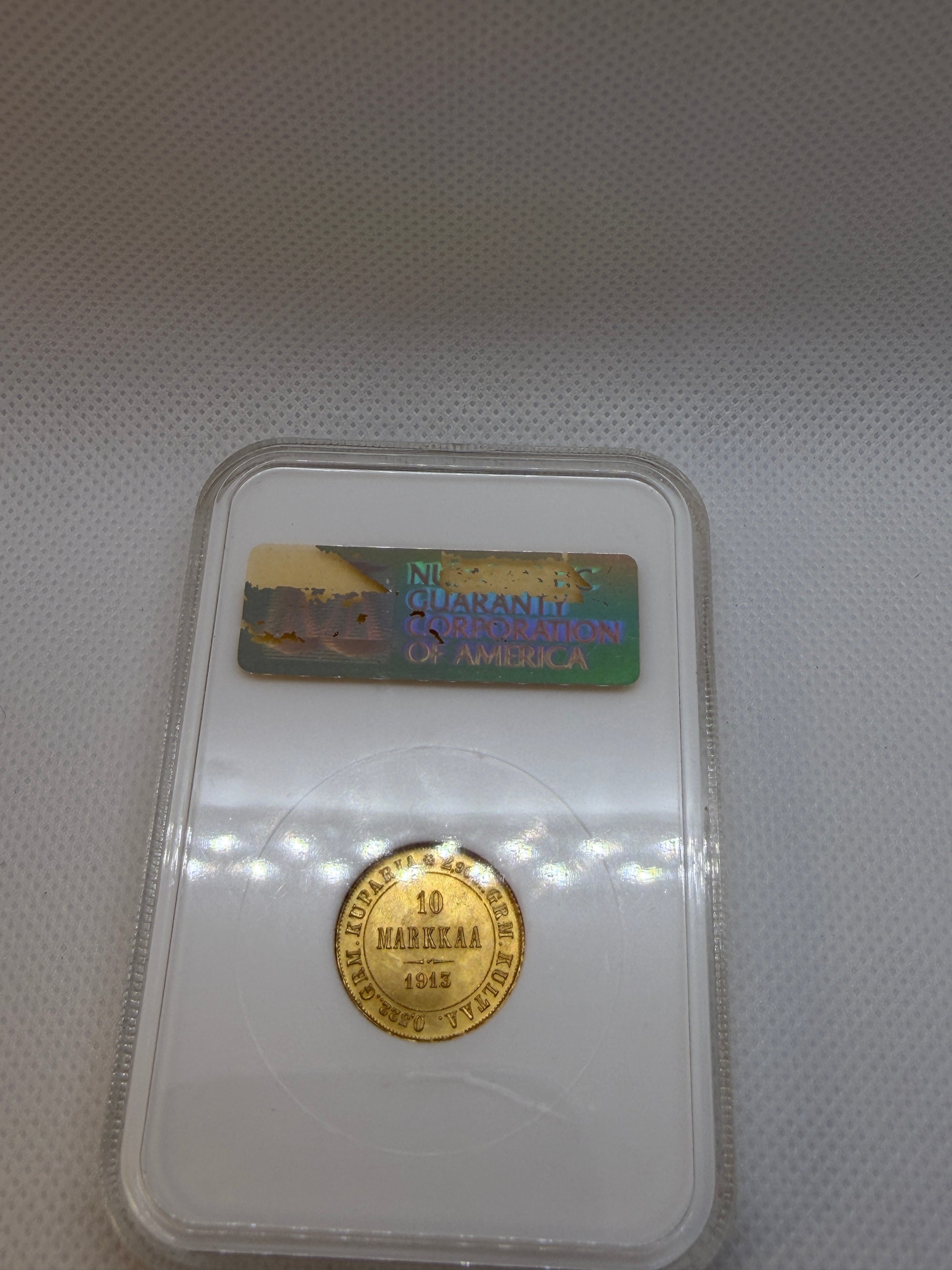 1913 10 Markkaa Gold Coin – NGC MS66 | Old Fatty Holder | Nicholas II Finland