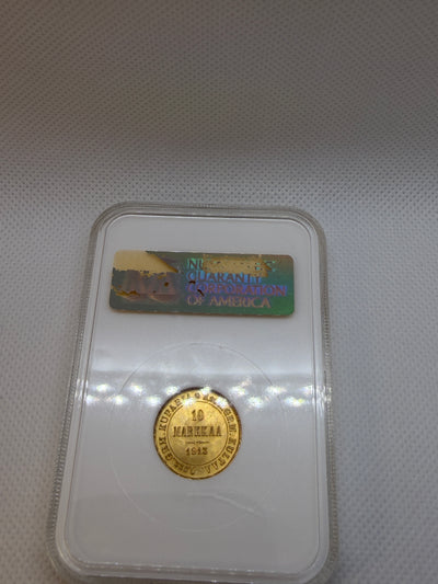1913 10 Markkaa Gold Coin – NGC MS66 | Old Fatty Holder | Nicholas II Finland