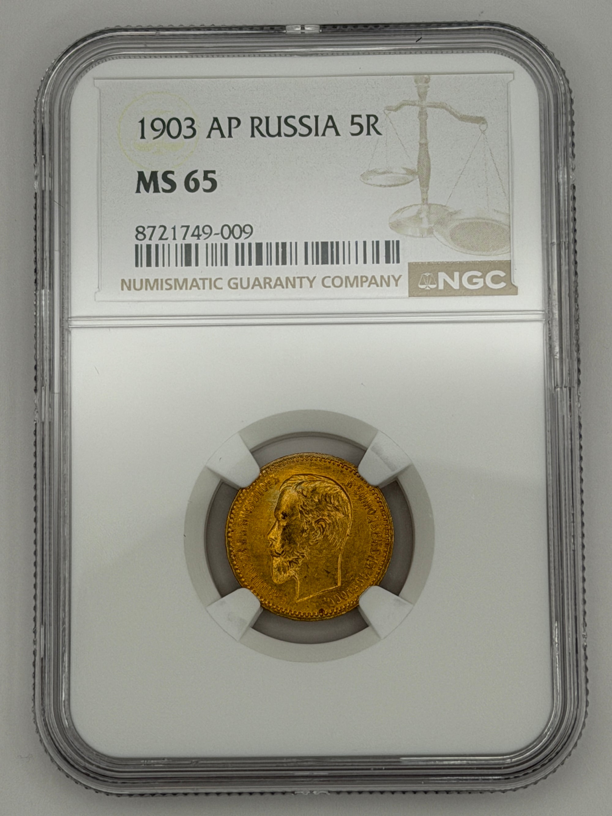 1903 5 Rubles NGC MS65 Coin Beautiful Toning #749-009