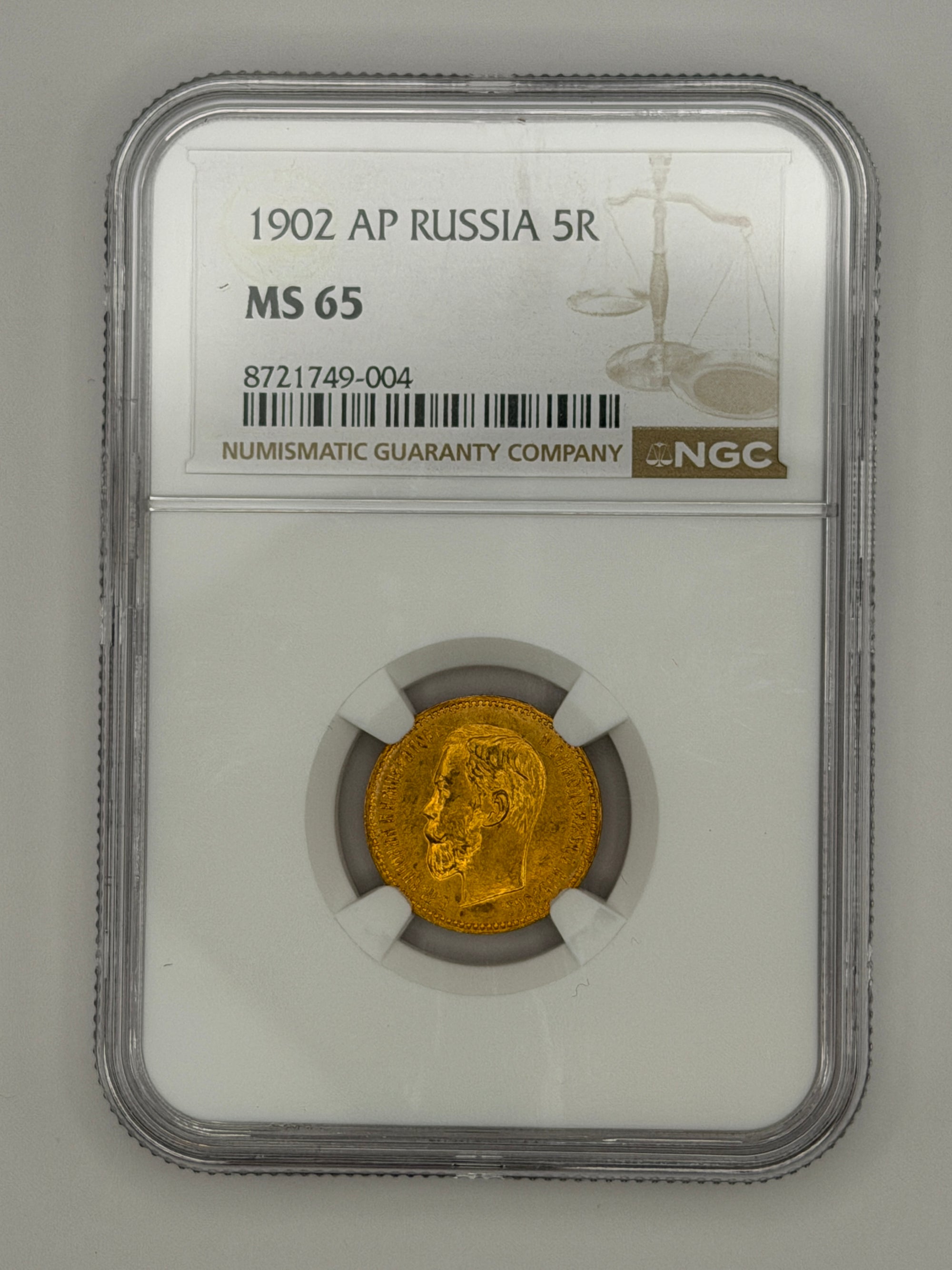 1902 5 Rubles NGC MS65 Coin Beautiful #749-004