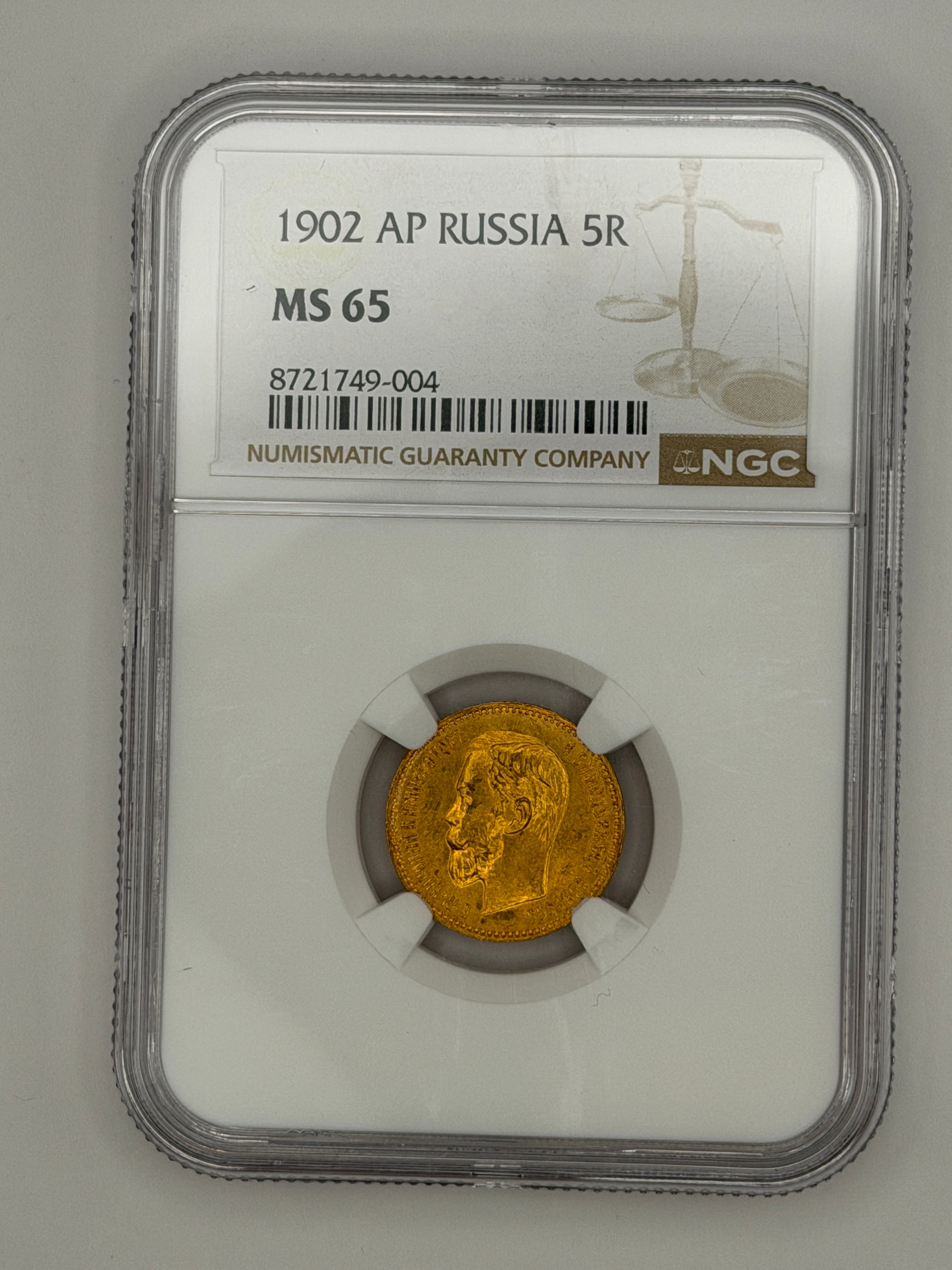 1902 5 Rubles NGC MS65 Coin Beautiful #749-004