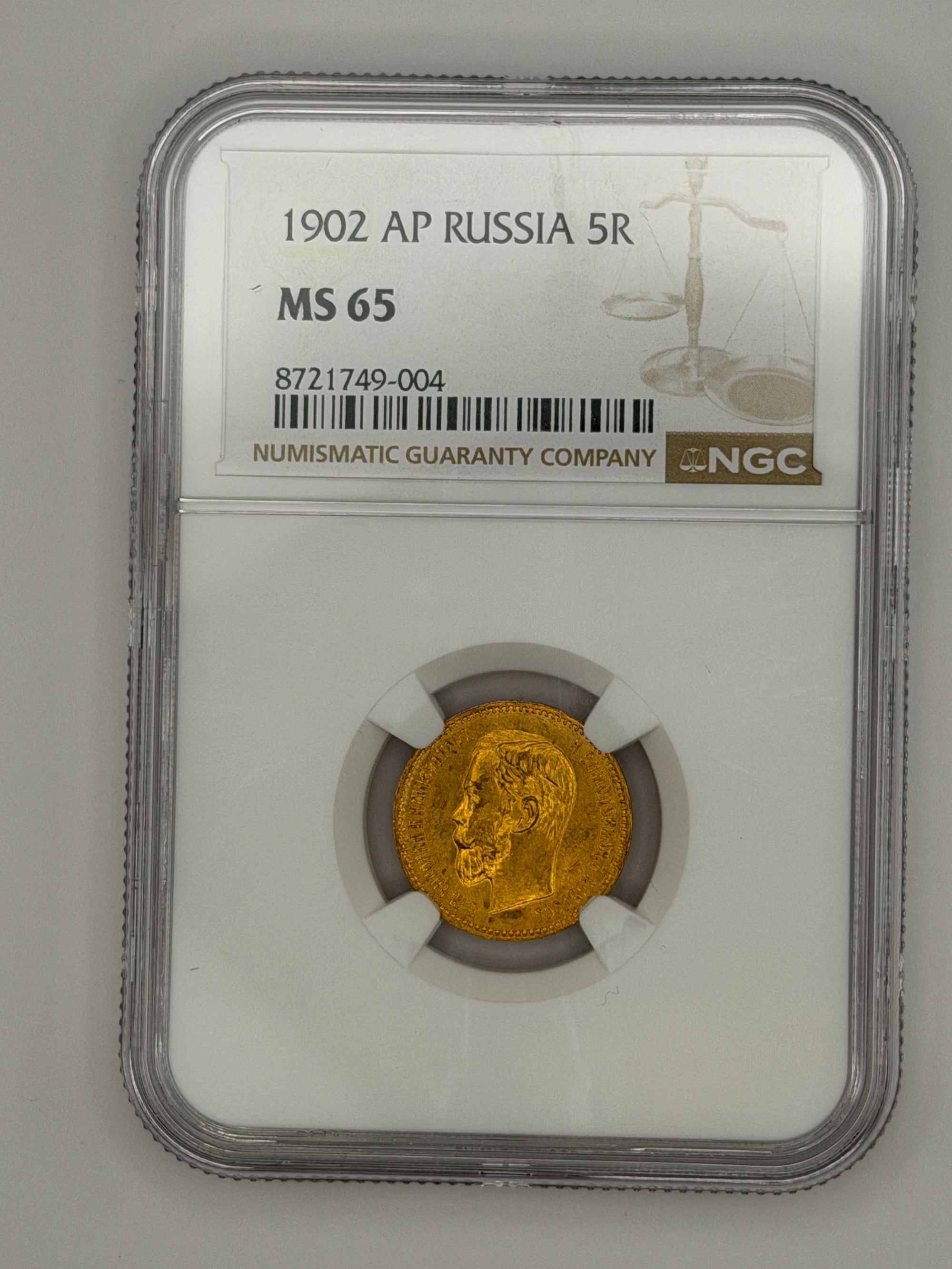 1902 5 Rubles NGC MS65 Coin Beautiful #749-004