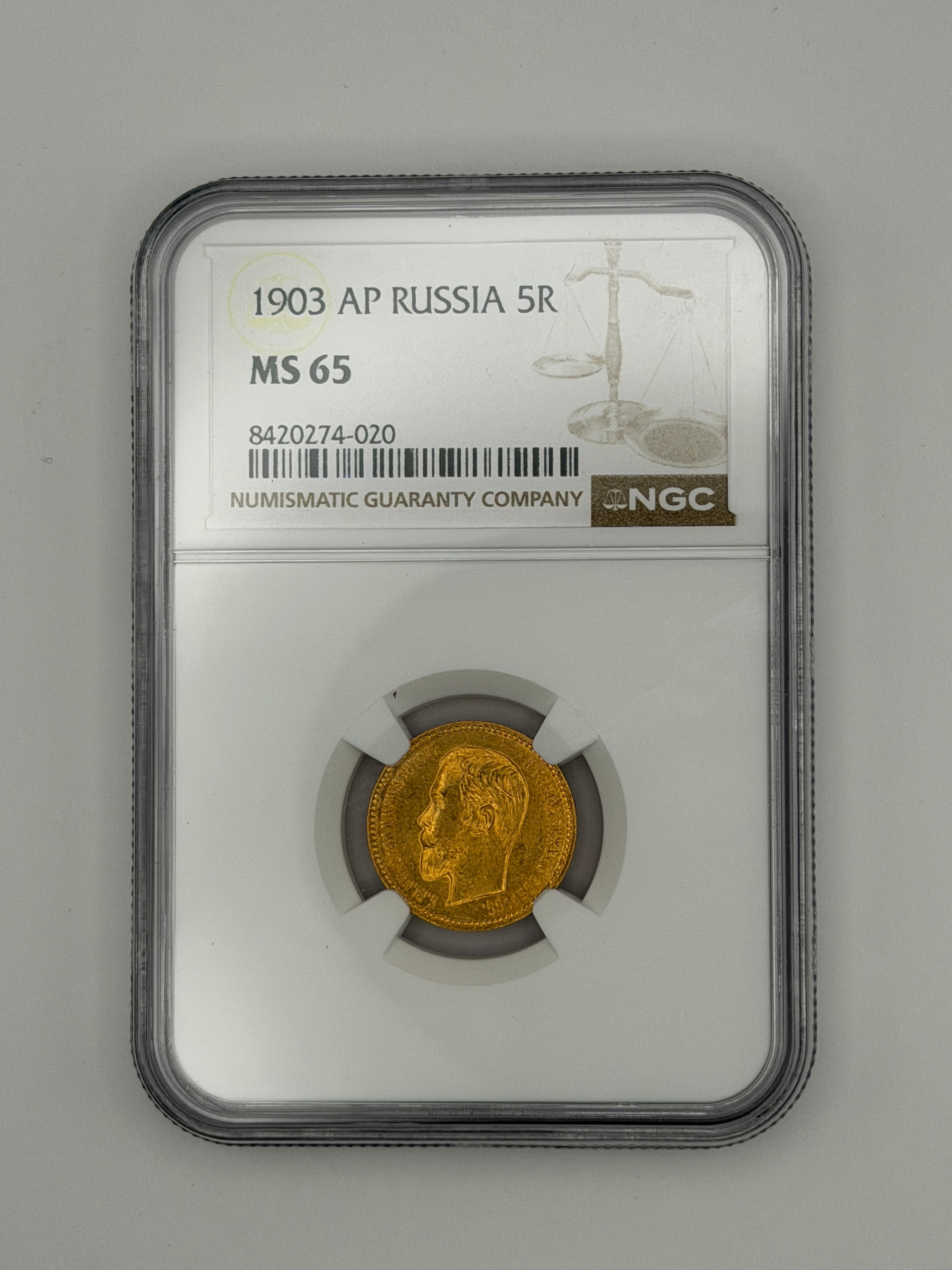 1903 5 Rubles NGC MS65 Beautiful Coin  #274-020