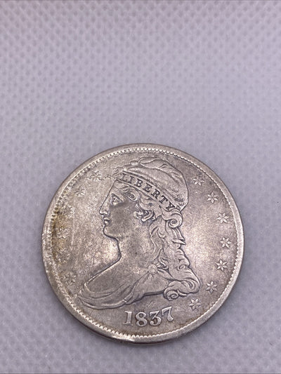 1837 CAPPED BUST 50C HALF DOLLAR 90% SILVER GREAT EXAMPLE OF AMERICAN HISTORY