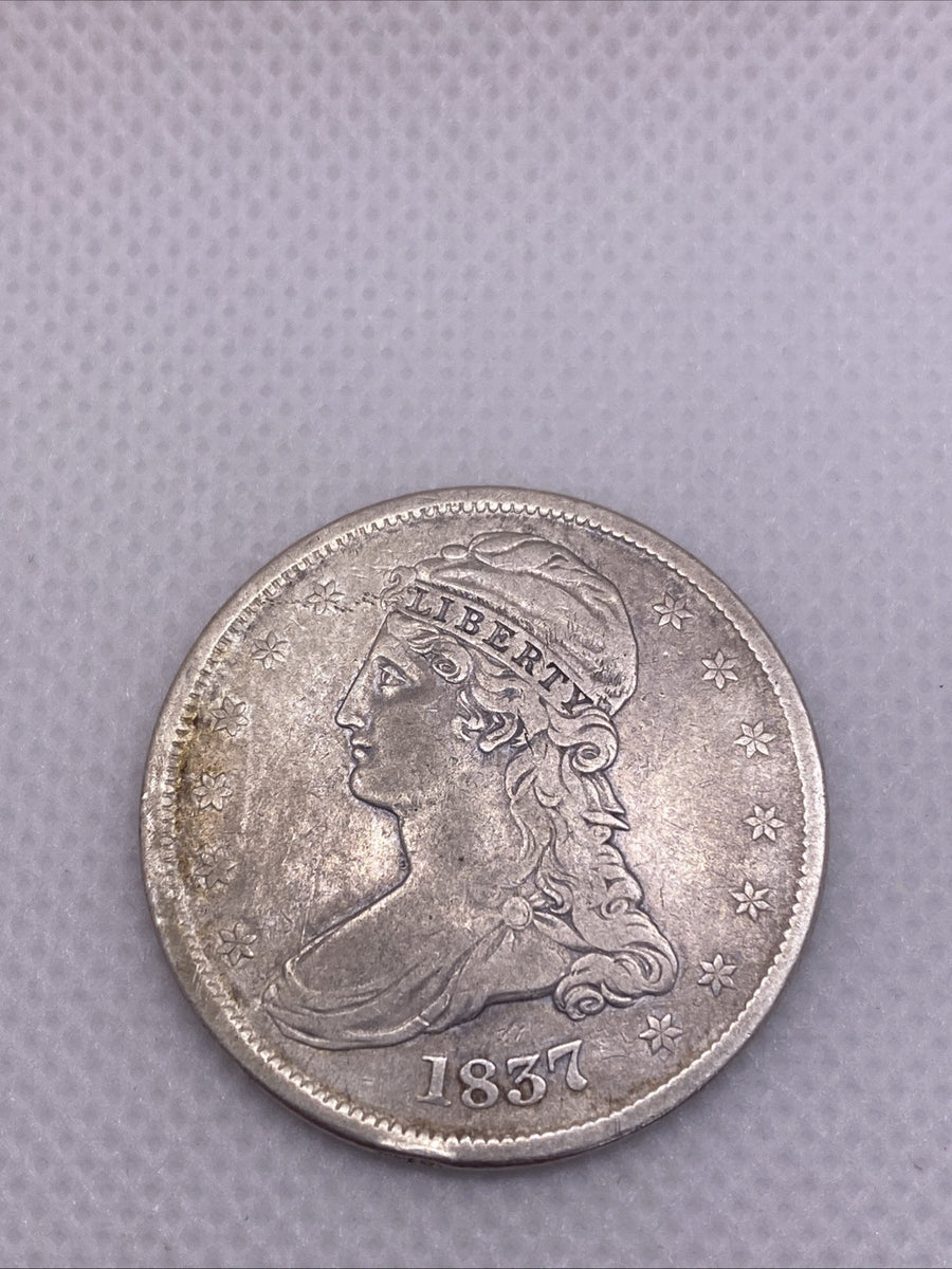 1837 CAPPED BUST 50C HALF DOLLAR 90% SILVER GREAT EXAMPLE OF AMERICAN HISTORY
