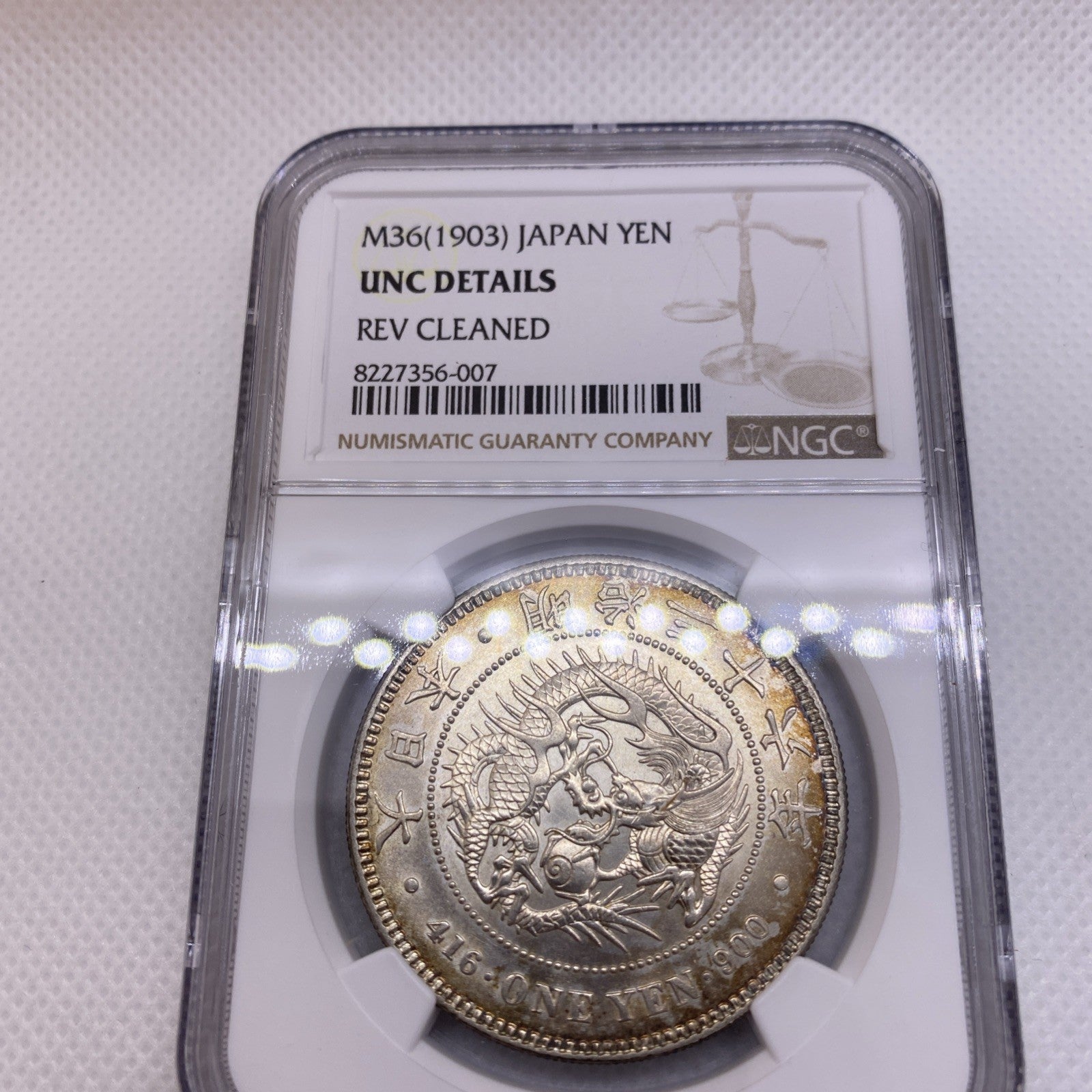 1903 (M36) Japan 1 Yen - NGC UNC Silver Japanese Coin Beauty Silver Coin 356-007