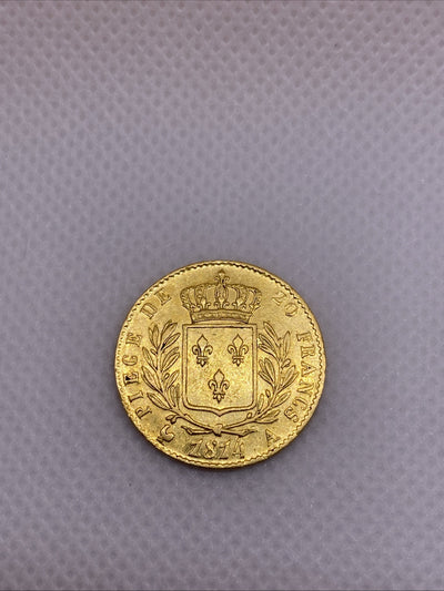 1814 A 20 Francs Louis XVIII Gold Coin France French Gold 200+ Years Old Gold