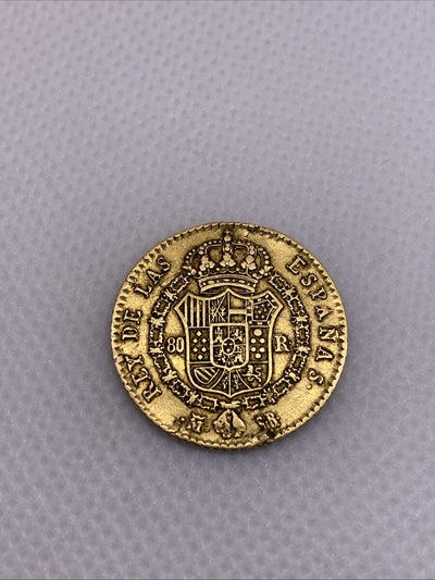 1822 80 Reals 80R Gold Madrid Ferdinand VII Spain Beautiful Gold Coin