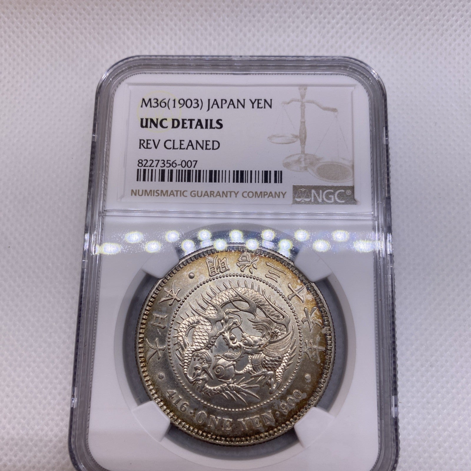 1903 (M36) Japan 1 Yen - NGC UNC Silver Japanese Coin Beauty Silver Coin 356-007