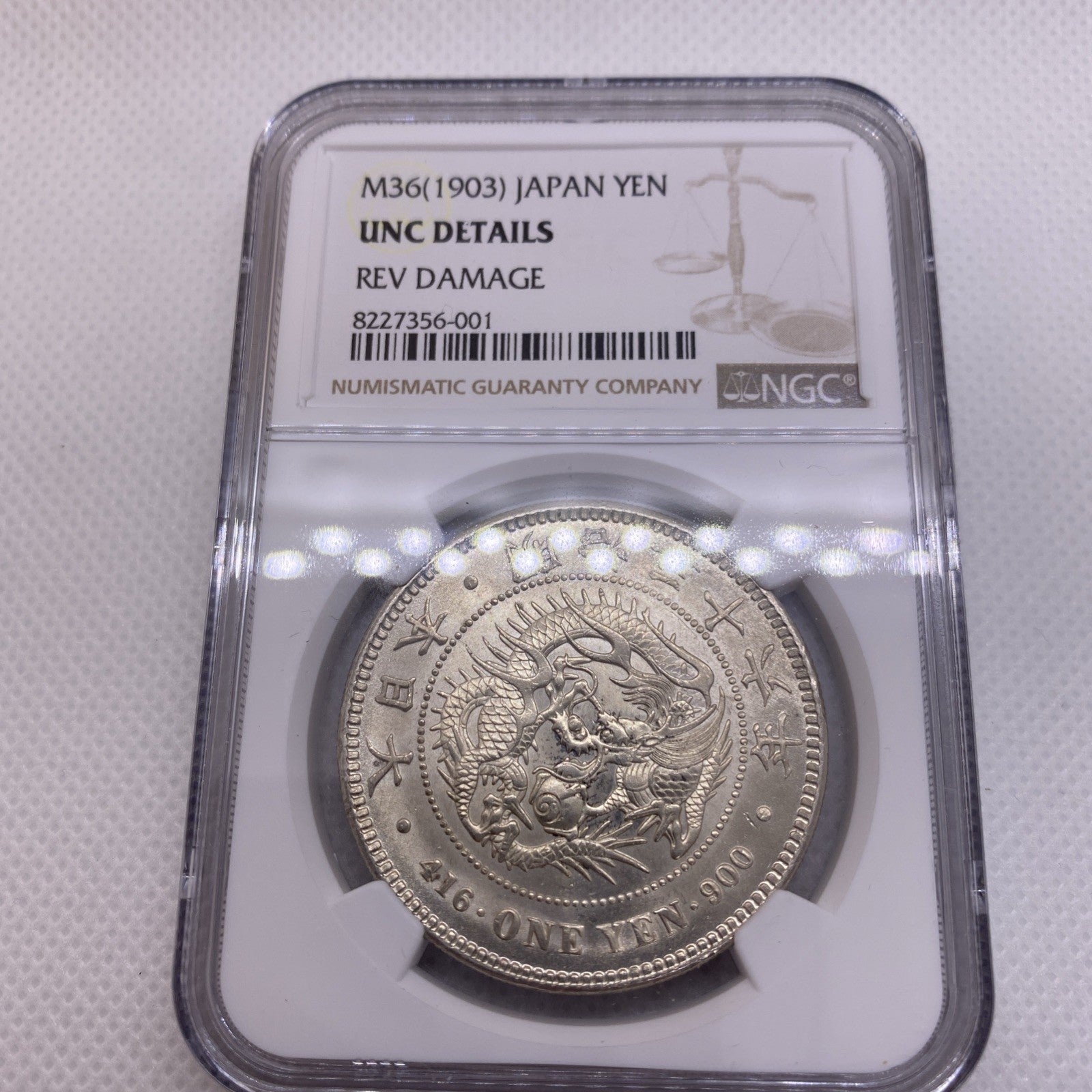 1903 (M36) Japan 1 Yen - NGC UNC Silver Japanese Coin Beauty Silver Coin 356-001