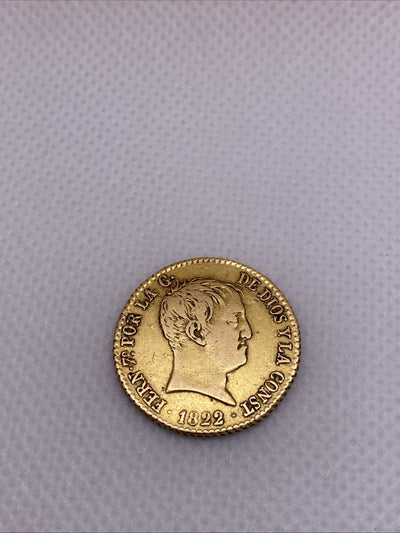 1822 80 Reals 80R Gold Madrid Ferdinand VII Spain Beautiful Gold Coin