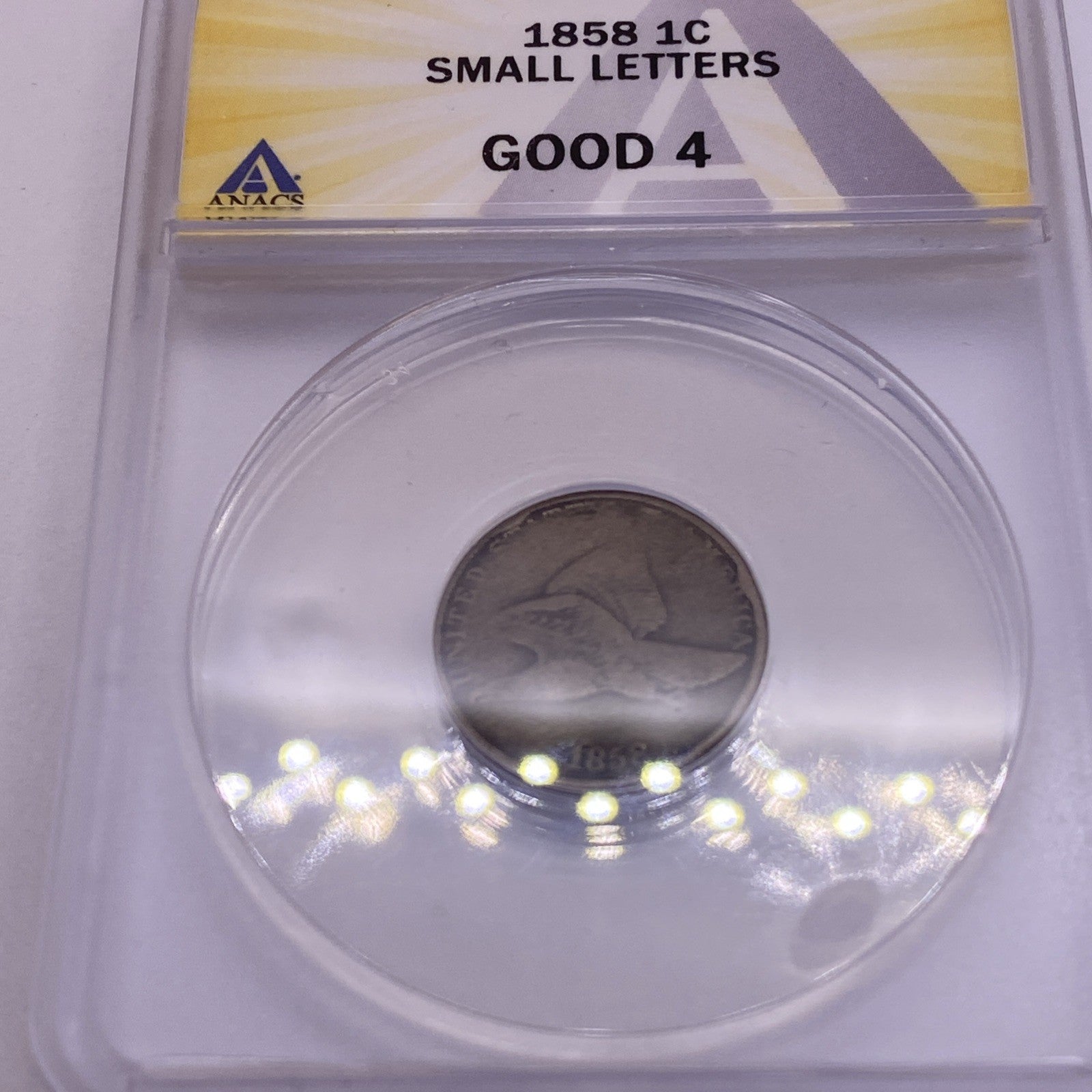 1858 Flying Eagle One Cent 1c Penny Small Letters Anacs G4 Great Coin