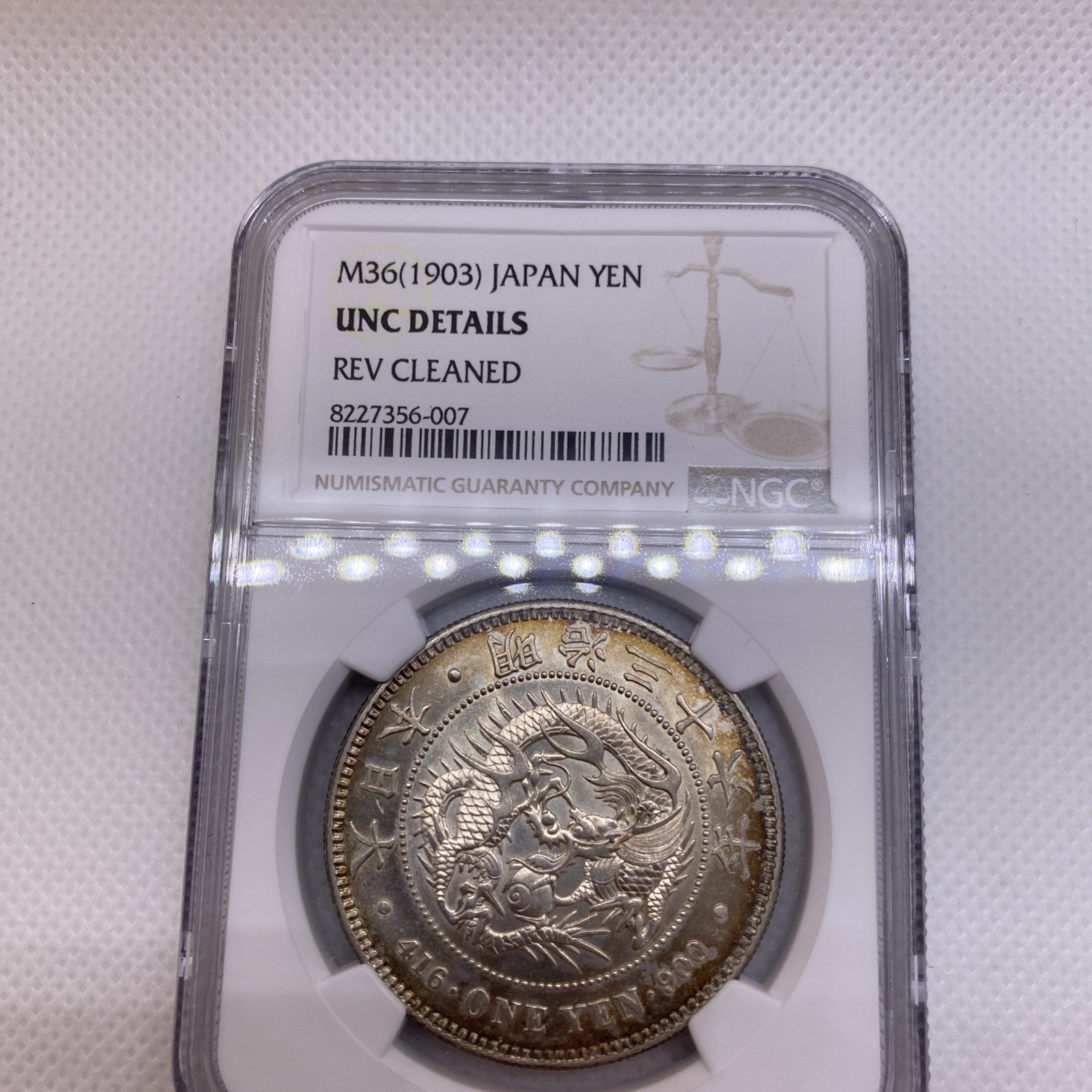 1903 (M36) Japan 1 Yen - NGC UNC Silver Japanese Coin Beauty Silver Coin 356-007