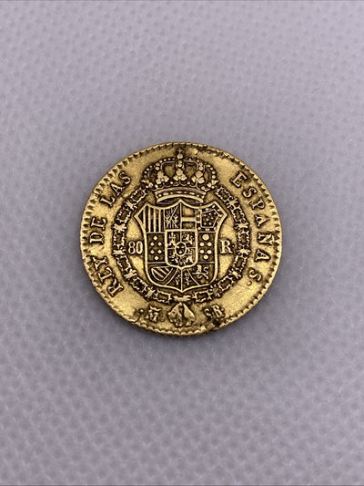 1822 80 Reals 80R Gold Madrid Ferdinand VII Spain Beautiful Gold Coin