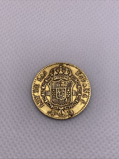 1822 80 Reals 80R Gold Madrid Ferdinand VII Spain Beautiful Gold Coin