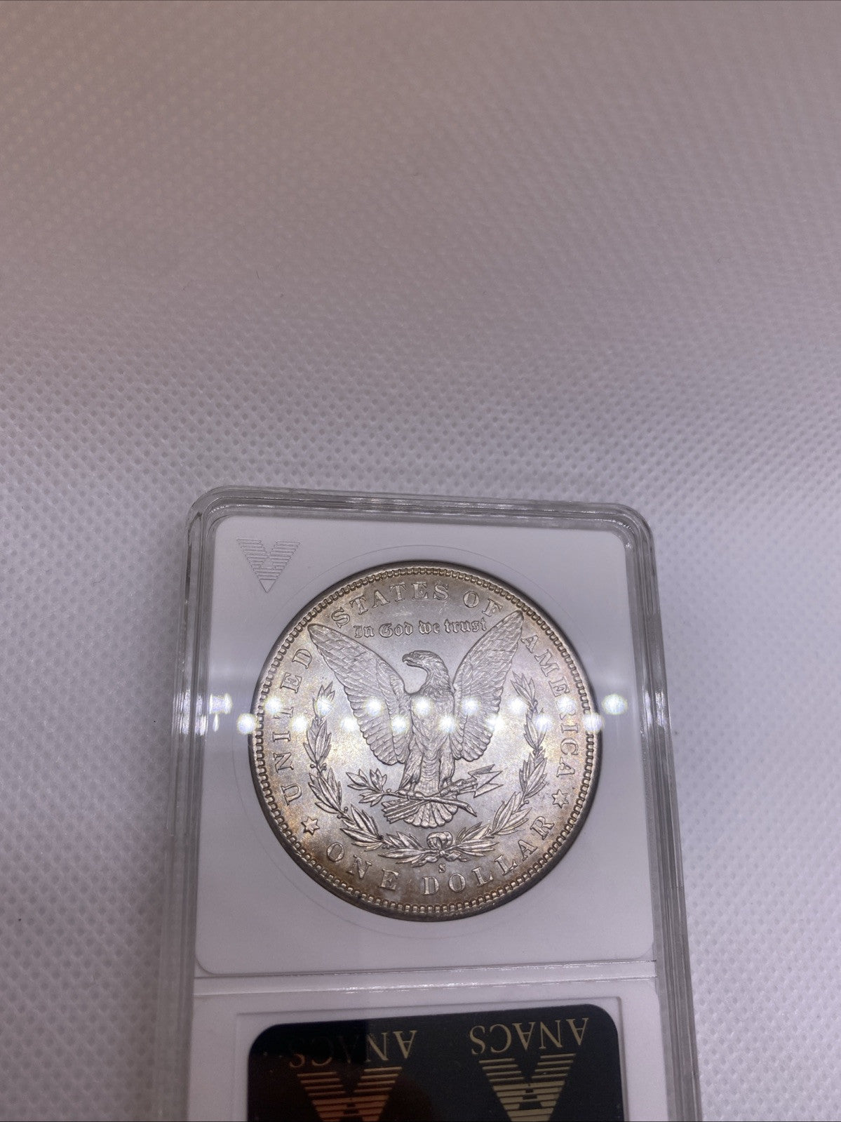 1881 S $1 Morgan Dollar ANA Older Holder MS63 Silver Coin RARE Great Looking