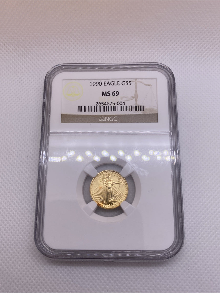 1990 $5  1/10 oz American Gold Eagle NGC MS69 MS 69 US Gold Coin
