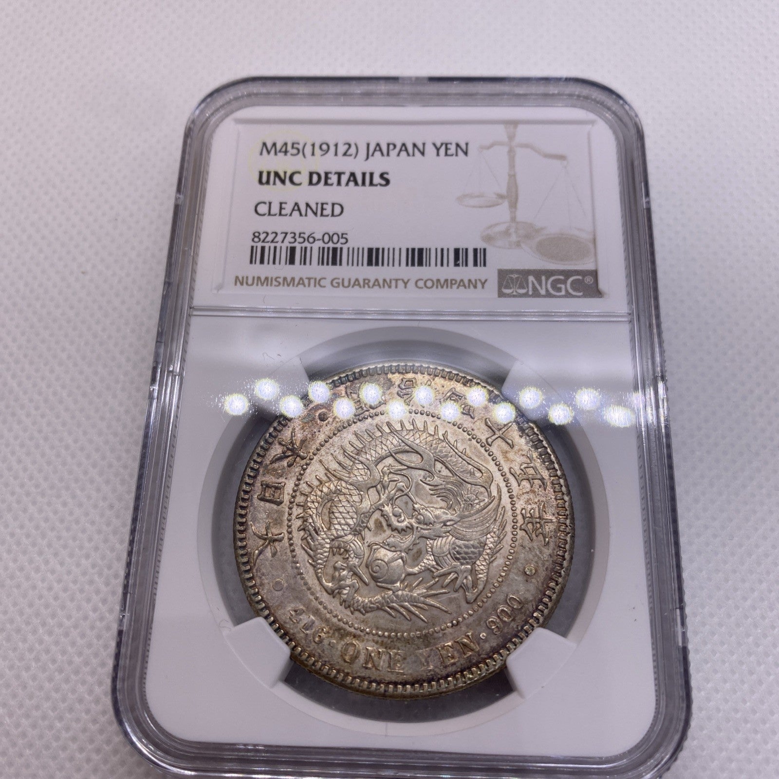 1912  1 Yen Taisho 3 Japan NGC UNC Silver Beautiful Japanese Coin 356-005