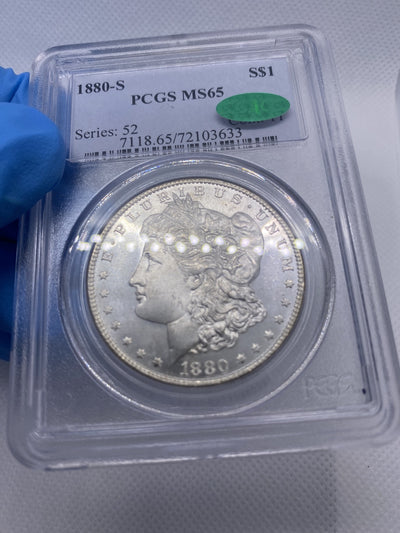 1880 S $1 Morgan Silver Dollar PCGS MS65 CAC Green Bean PQ Flashy