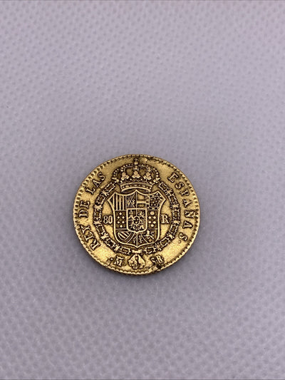 1822 80 Reals 80R Gold Madrid Ferdinand VII Spain Beautiful Gold Coin