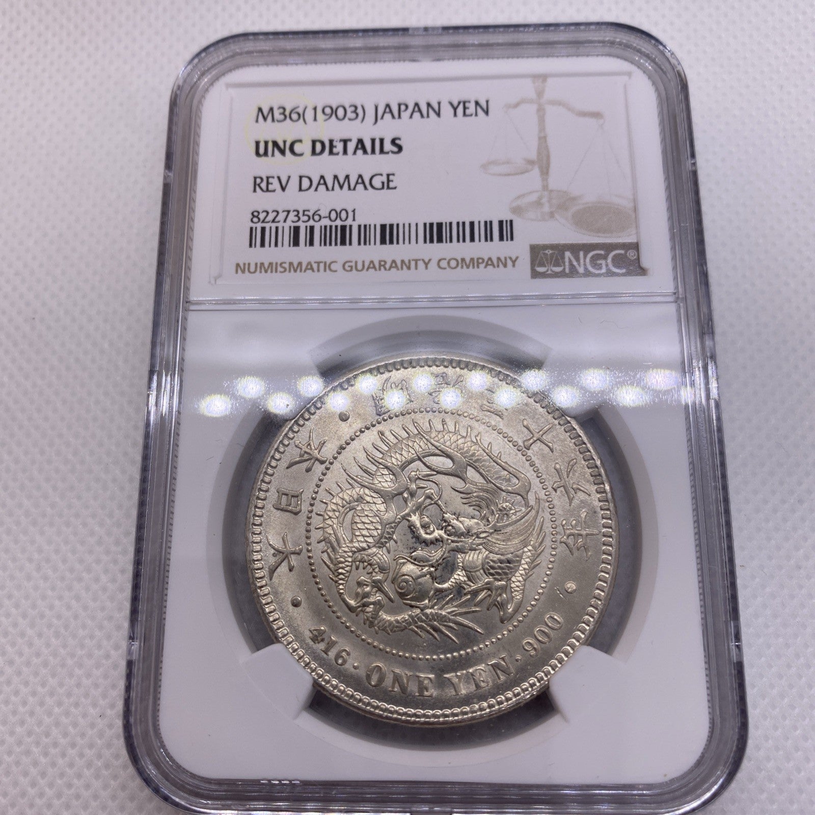 1903 (M36) Japan 1 Yen - NGC UNC Silver Japanese Coin Beauty Silver Coin 356-001