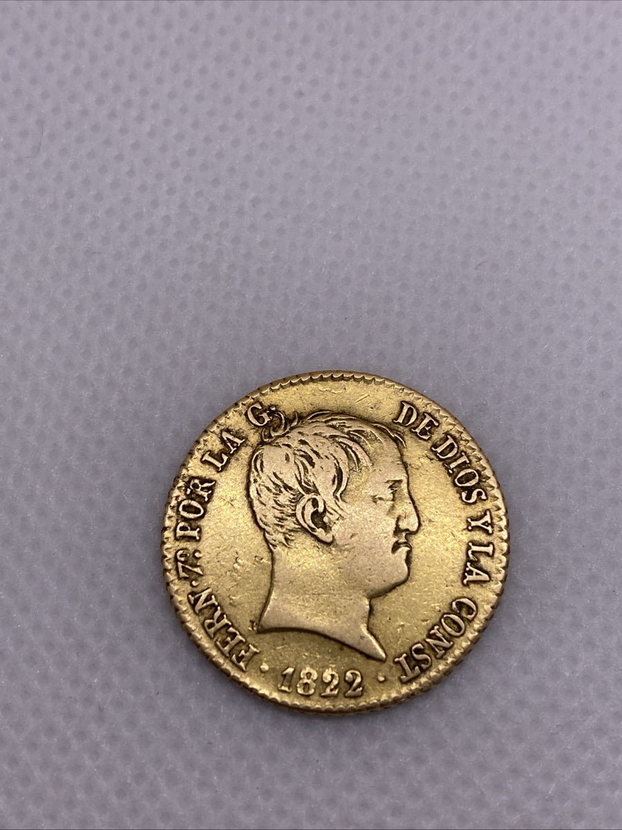 1822 80 Reals 80R Gold Madrid Ferdinand VII Spain Beautiful Gold Coin