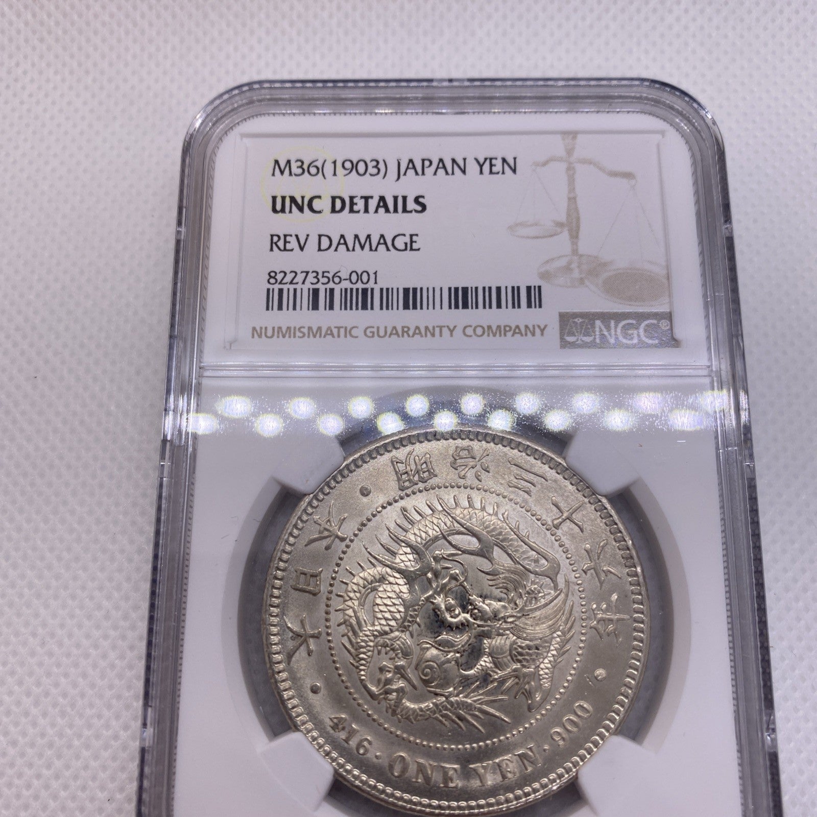 1903 (M36) Japan 1 Yen - NGC UNC Silver Japanese Coin Beauty Silver Coin 356-001