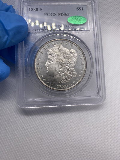 1880 S $1 Morgan Silver Dollar PCGS MS65 CAC Green Bean PQ Flashy