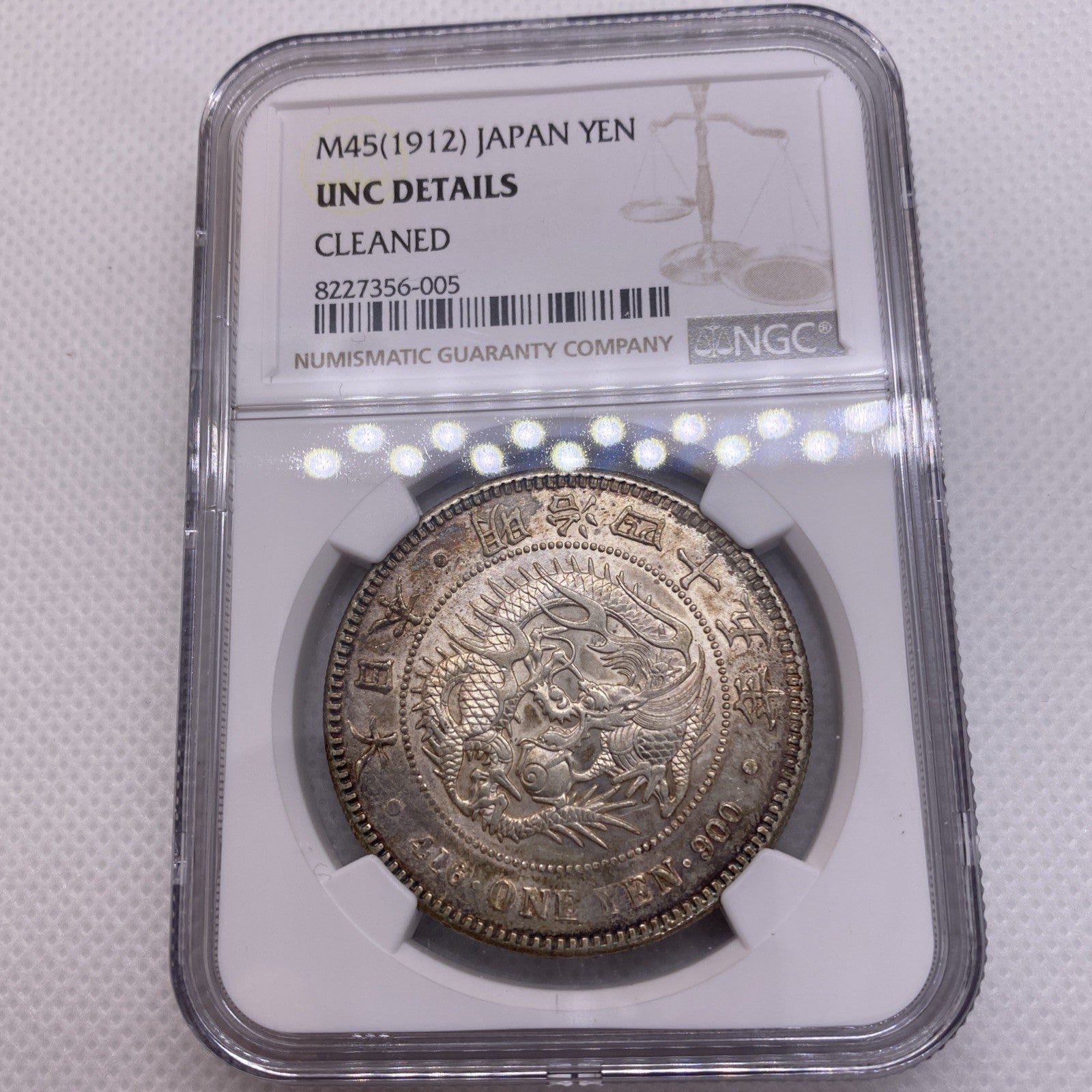 1912  1 Yen Taisho 3 Japan NGC UNC Silver Beautiful Japanese Coin 356-005