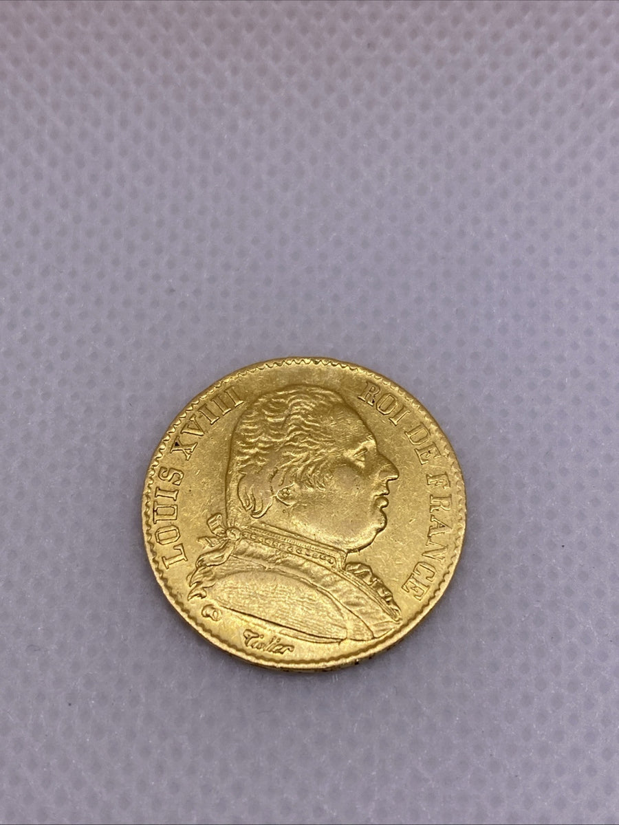 1814 A 20 Francs Louis XVIII Gold Coin France French Gold 200+ Years Old Gold
